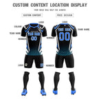 Custom Black Abstract Breathable Soccer Tops/Sets Jersey