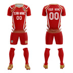 Custom Red Abstract Breathable Soccer Tops/Sets Jersey