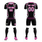 Custom Black Abstract Breathable Soccer Tops/Sets Jersey