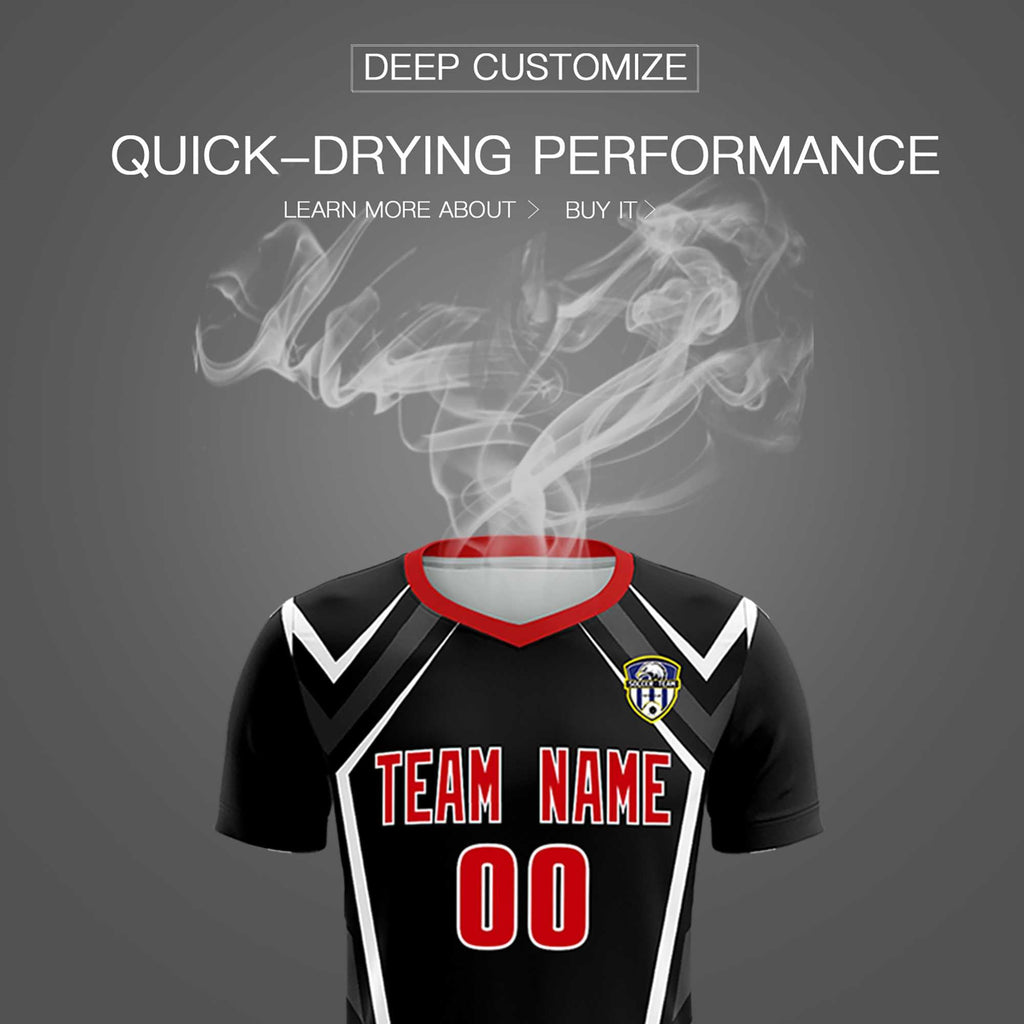 Custom Black Abstract Breathable Soccer Tops/Sets Jersey