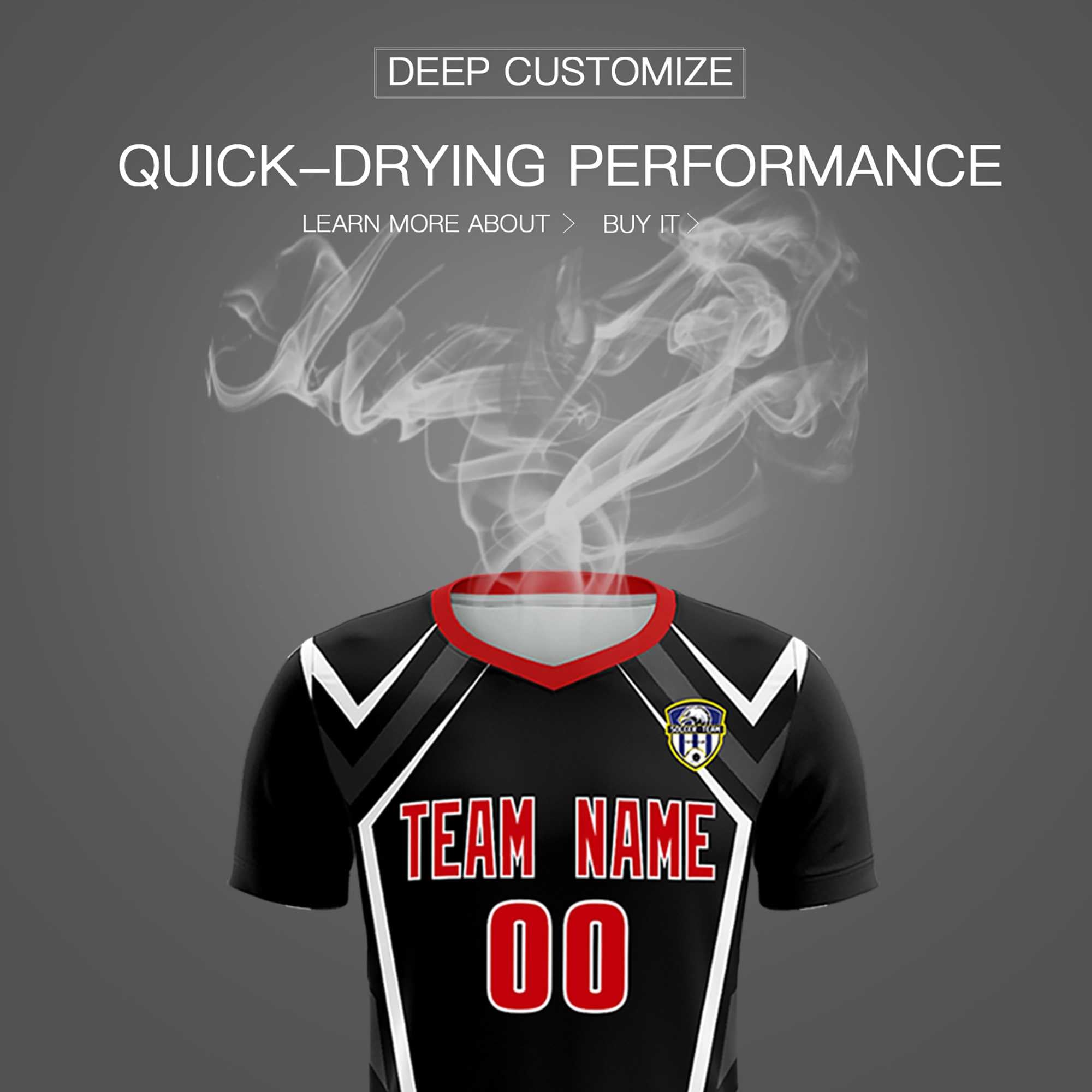 Custom Black Abstract Breathable Soccer Tops/Sets Jersey