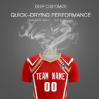 Custom Red Abstract Breathable Soccer Tops/Sets Jersey