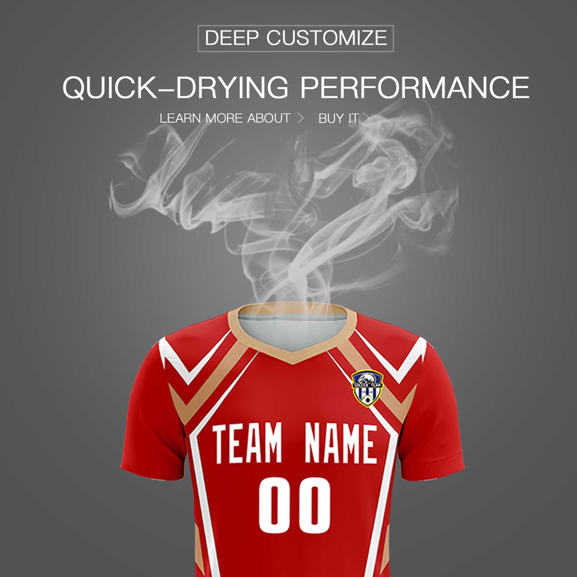 Custom Red Abstract Breathable Soccer Tops/Sets Jersey