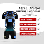Custom Black Abstract Breathable Soccer Tops/Sets Jersey