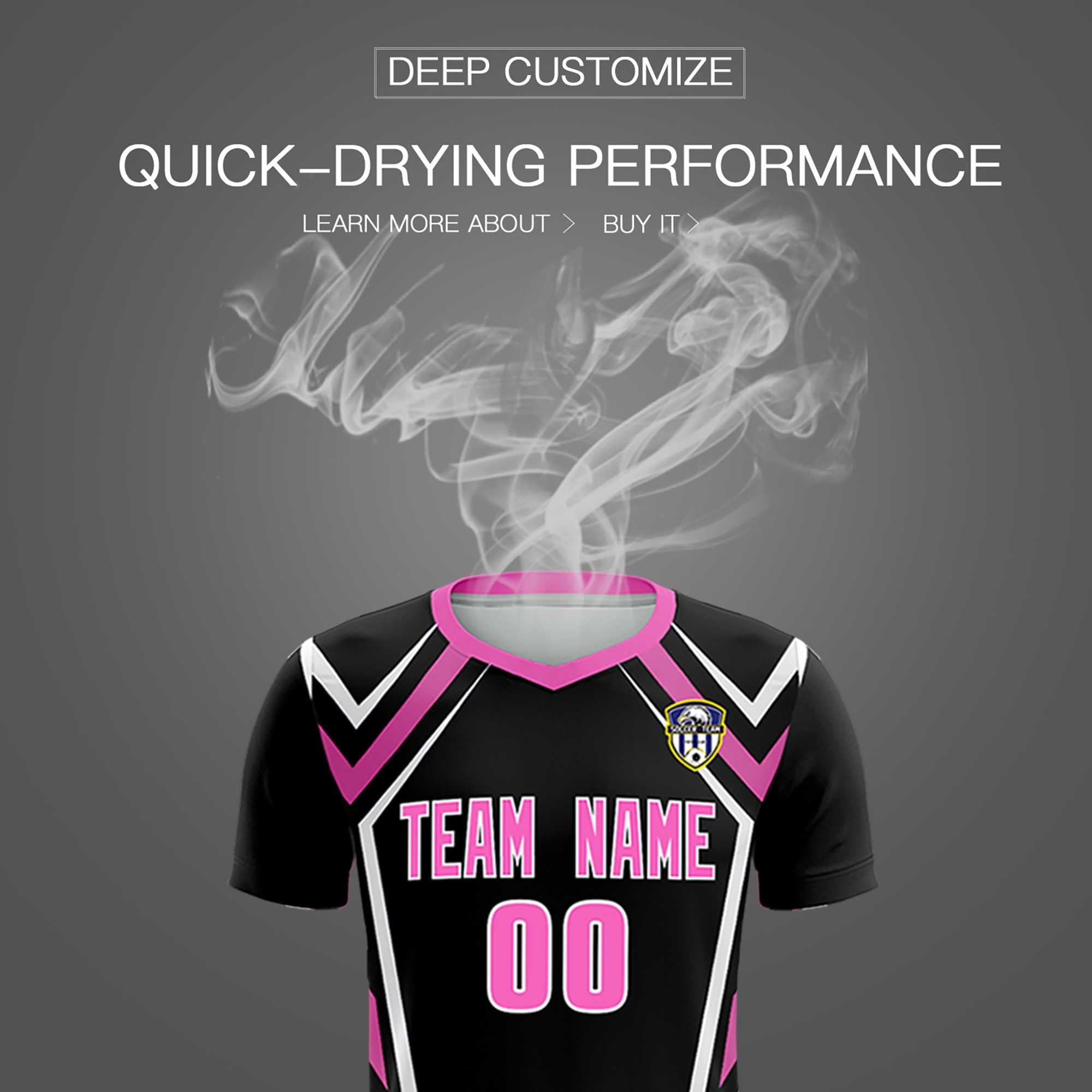 Custom Black Abstract Breathable Soccer Tops/Sets Jersey