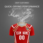 Custom Red Abstract Breathable Soccer Tops/Sets Jersey
