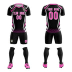 Custom Black Abstract Breathable Soccer Tops/Sets Jersey