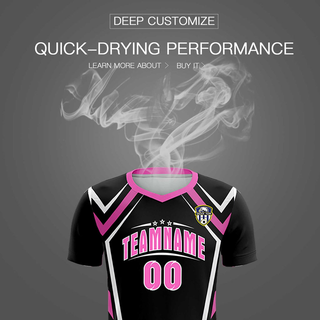 Custom Black Abstract Breathable Soccer Tops/Sets Jersey