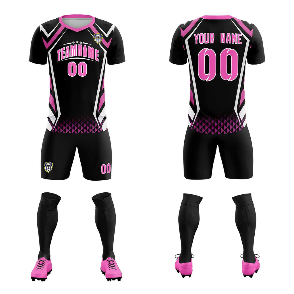 Custom Black Abstract Breathable Soccer Tops/Sets Jersey