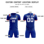 Custom Royal Striped Sportswear Soccer Tops/Sets Jersey For Adults