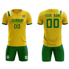 Custom Gold Striped Sportswear Soccer Tops/Sets Jersey For Adults