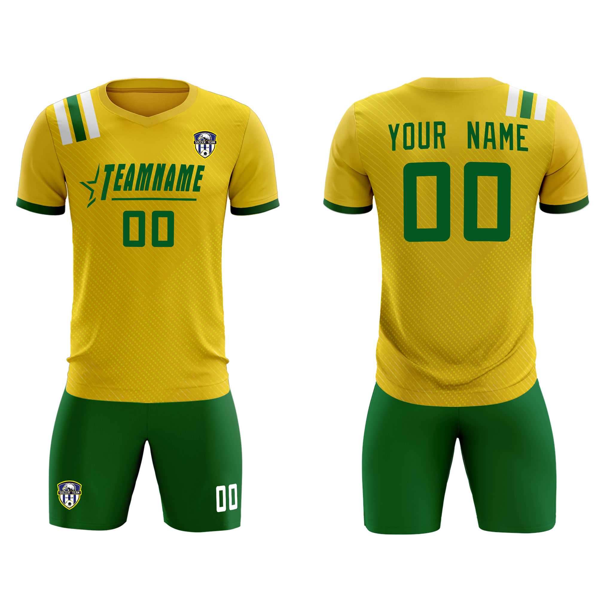 Custom Gold Striped Sportswear Soccer Tops/Sets Jersey For Adults