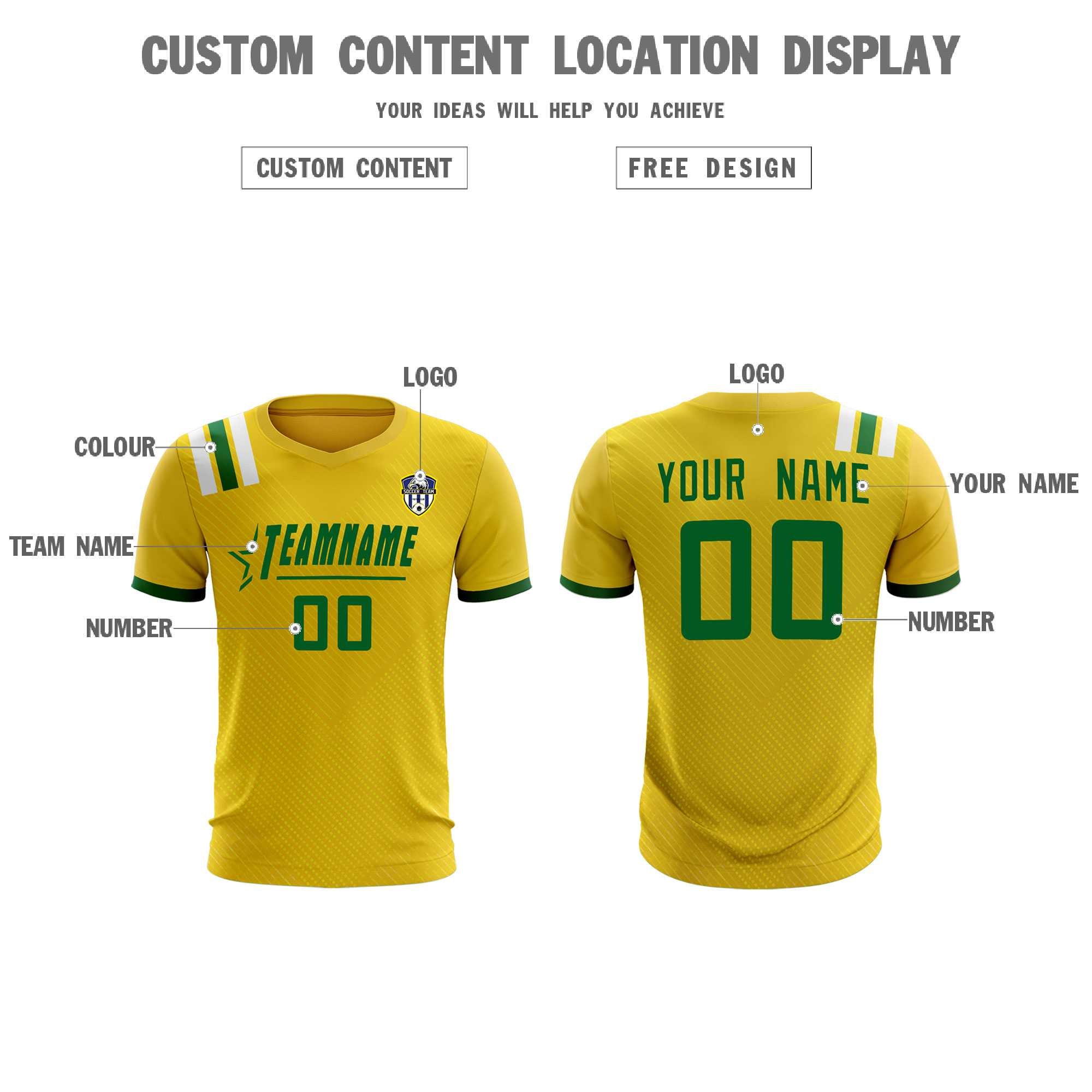 Custom Gold Striped Sportswear Soccer Tops/Sets Jersey For Adults