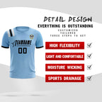 Custom Light Blue Striped Sportswear Soccer Tops/Sets Jersey For Adults