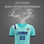 Custom Sky Blue Striped Sportswear Soccer Tops/Sets Jersey For Adults