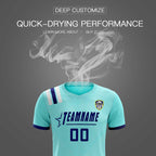 Custom Sky Blue Striped Sportswear Soccer Tops/Sets Jersey For Adults