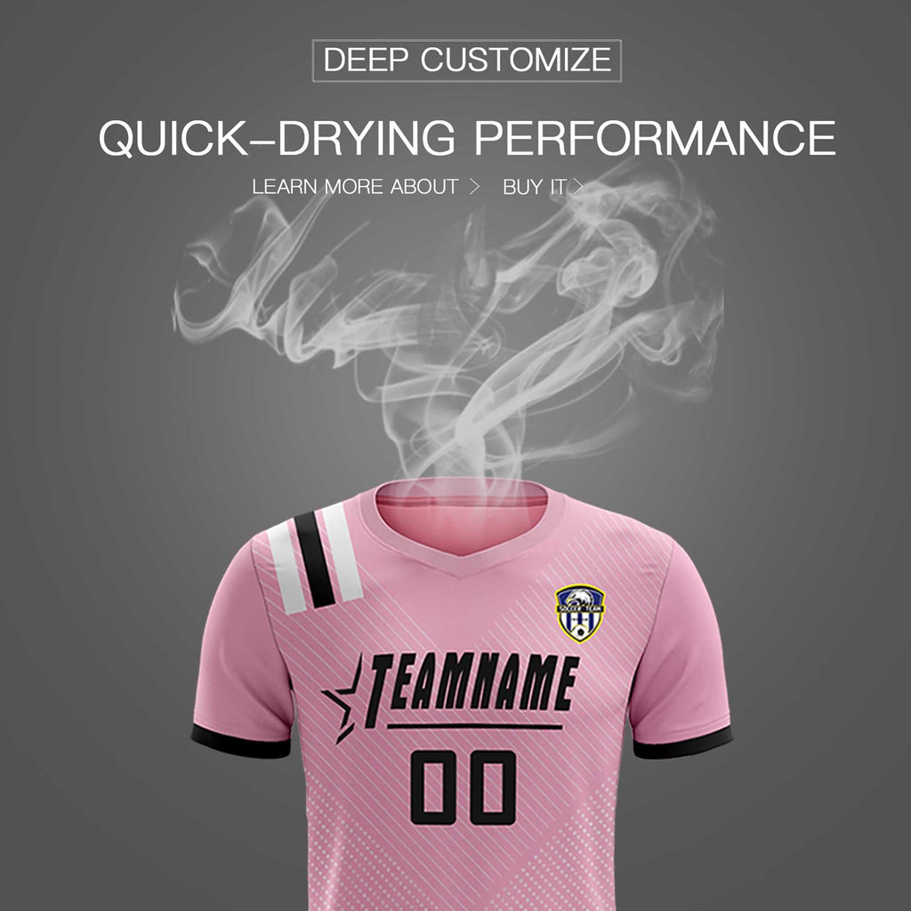 Custom Pink Striped Sportswear Soccer Tops/Sets Jersey For Adults