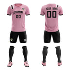Custom Pink Striped Sportswear Soccer Tops/Sets Jersey For Adults