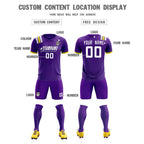 Custom Purple Striped Sportswear Soccer Tops/Sets Jersey For Adults
