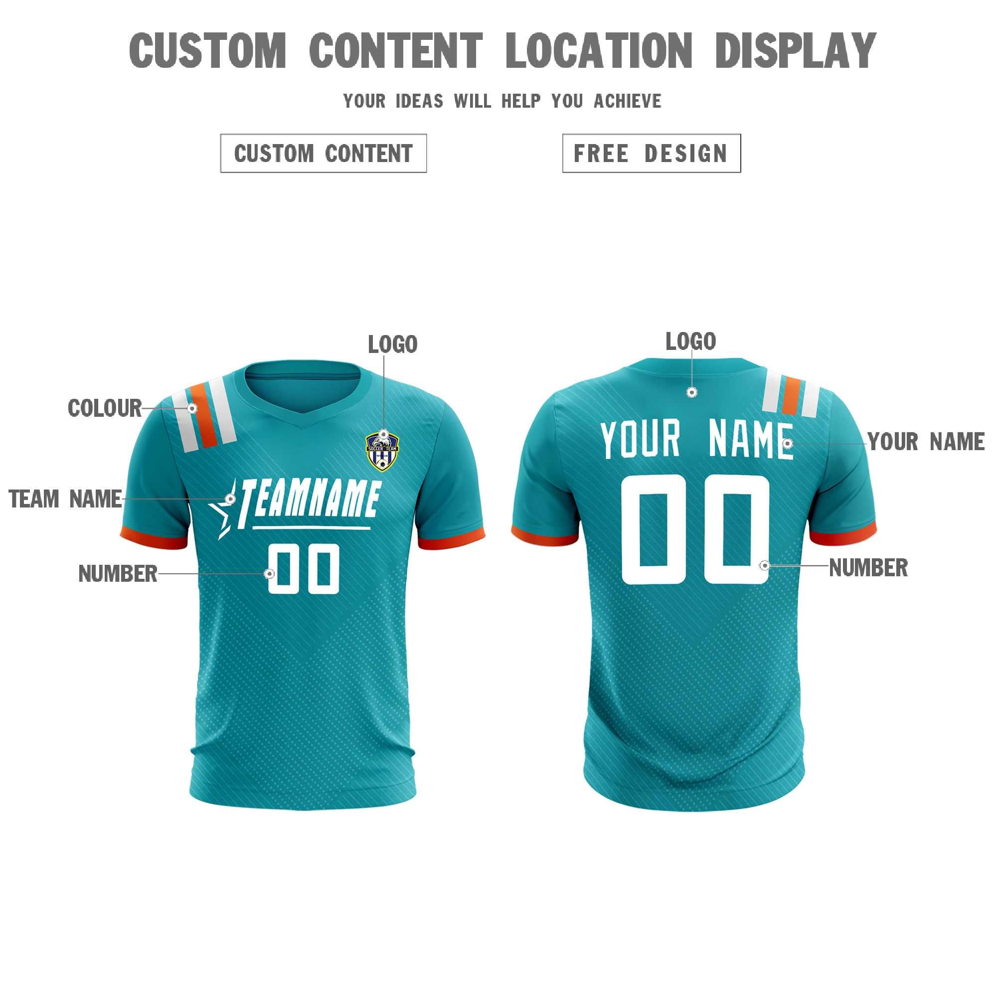 Custom Aqua Striped Sportswear Soccer Tops/Sets Jersey For Adults