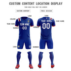 Custom Royal Striped Sportswear Soccer Tops/Sets Jersey For Adults