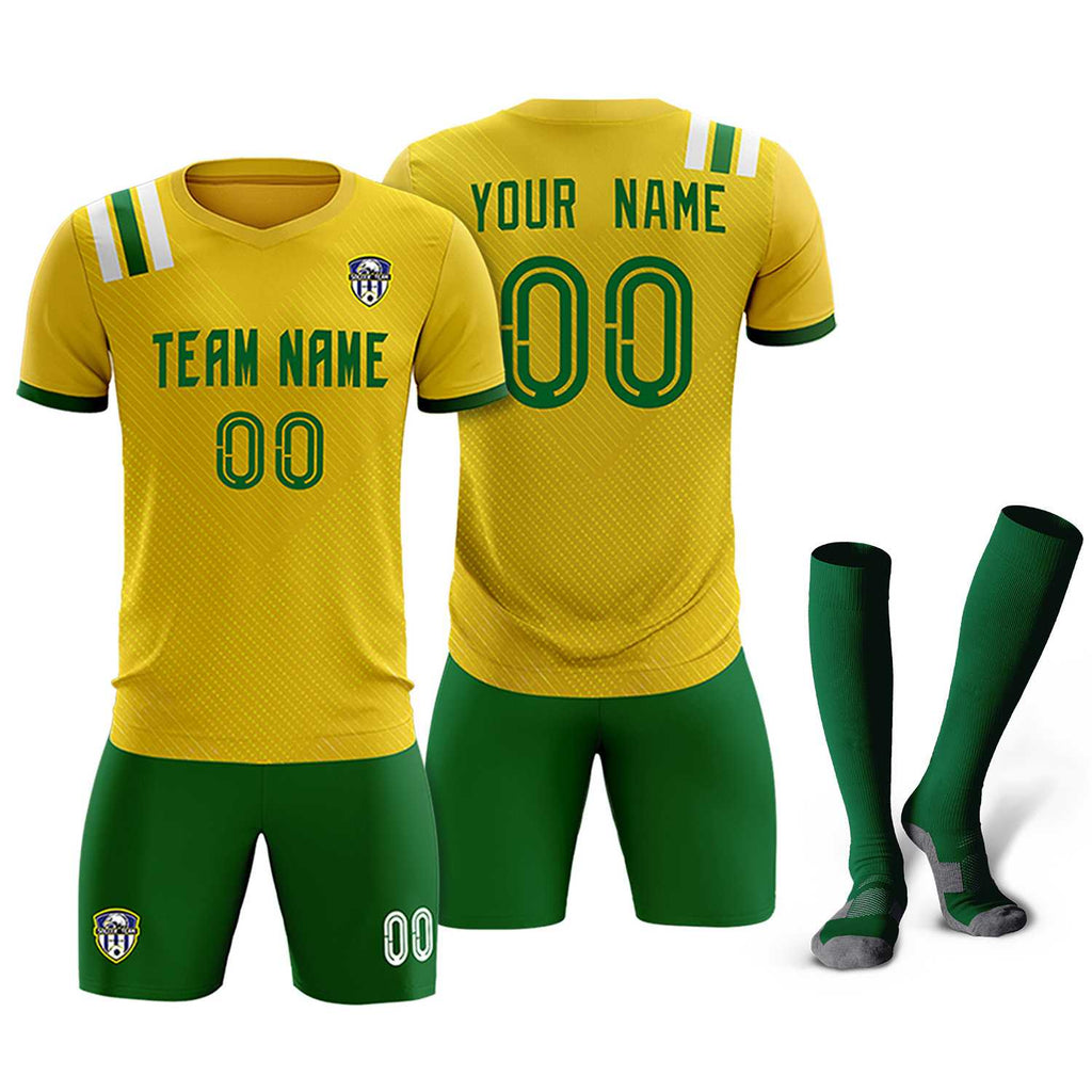 Custom Gold Striped Sportswear Soccer Tops/Sets Jersey For Adults