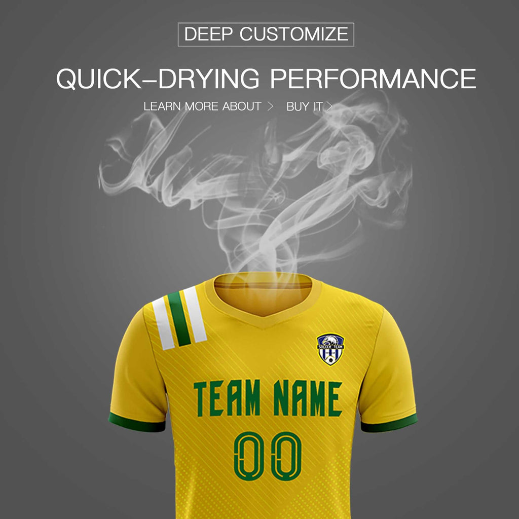 Custom Gold Striped Sportswear Soccer Tops/Sets Jersey For Adults
