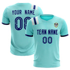 Custom Sky Blue Striped Sportswear Soccer Tops/Sets Jersey For Adults