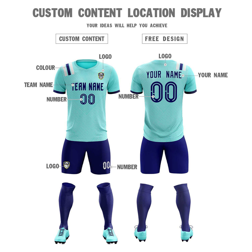 Custom Sky Blue Striped Sportswear Soccer Tops/Sets Jersey For Adults