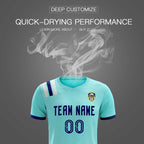 Custom Sky Blue Striped Sportswear Soccer Tops/Sets Jersey For Adults