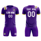 Custom Purple Striped Sportswear Soccer Tops/Sets Jersey For Adults