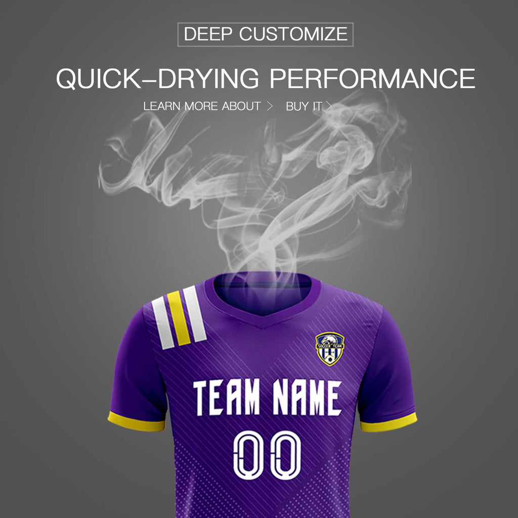 Custom Purple Striped Sportswear Soccer Tops/Sets Jersey For Adults
