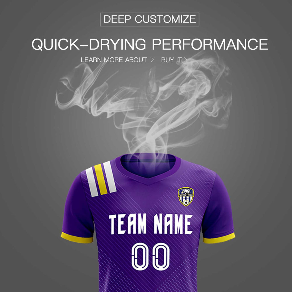 Custom Purple Striped Sportswear Soccer Tops/Sets Jersey For Adults