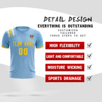 Custom Light Blue Striped Sportswear Soccer Tops/Sets Jersey For Adults