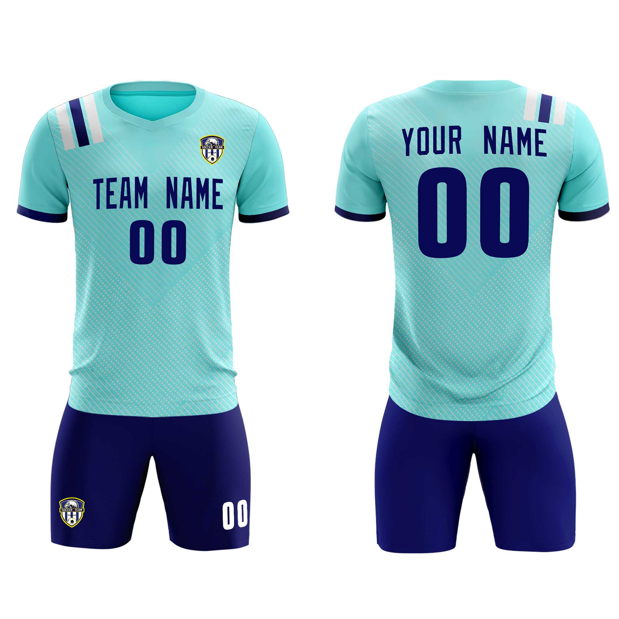 Custom Sky Blue Striped Sportswear Soccer Tops/Sets Jersey For Adults Secondary image