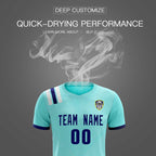 Custom Sky Blue Striped Sportswear Soccer Tops/Sets Jersey For Adults