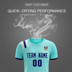Custom Sky Blue Striped Sportswear Soccer Tops/Sets Jersey For Adults