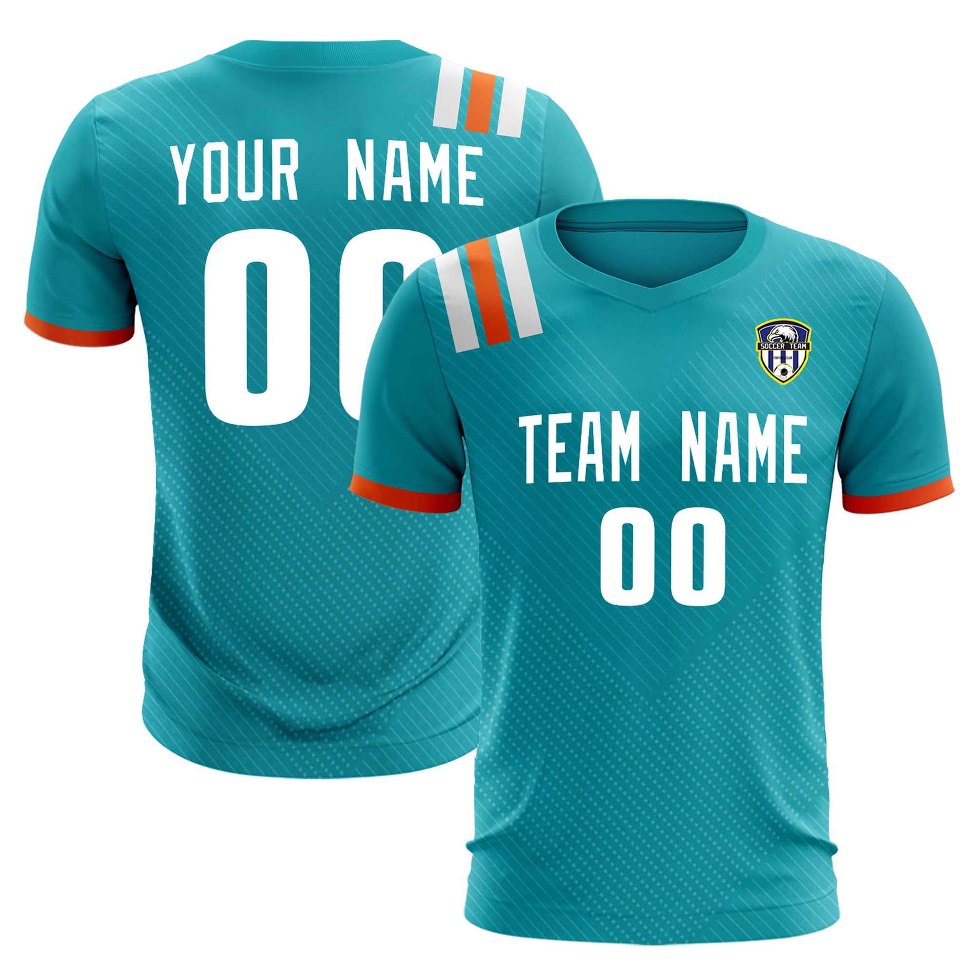 Custom Aqua Striped Sportswear Soccer Tops/Sets Jersey For Adults Main image