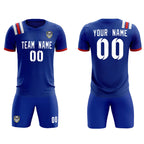 Custom Royal Striped Sportswear Soccer Tops/Sets Jersey For Adults