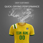 Custom Gold Striped Sportswear Soccer Tops/Sets Jersey For Adults