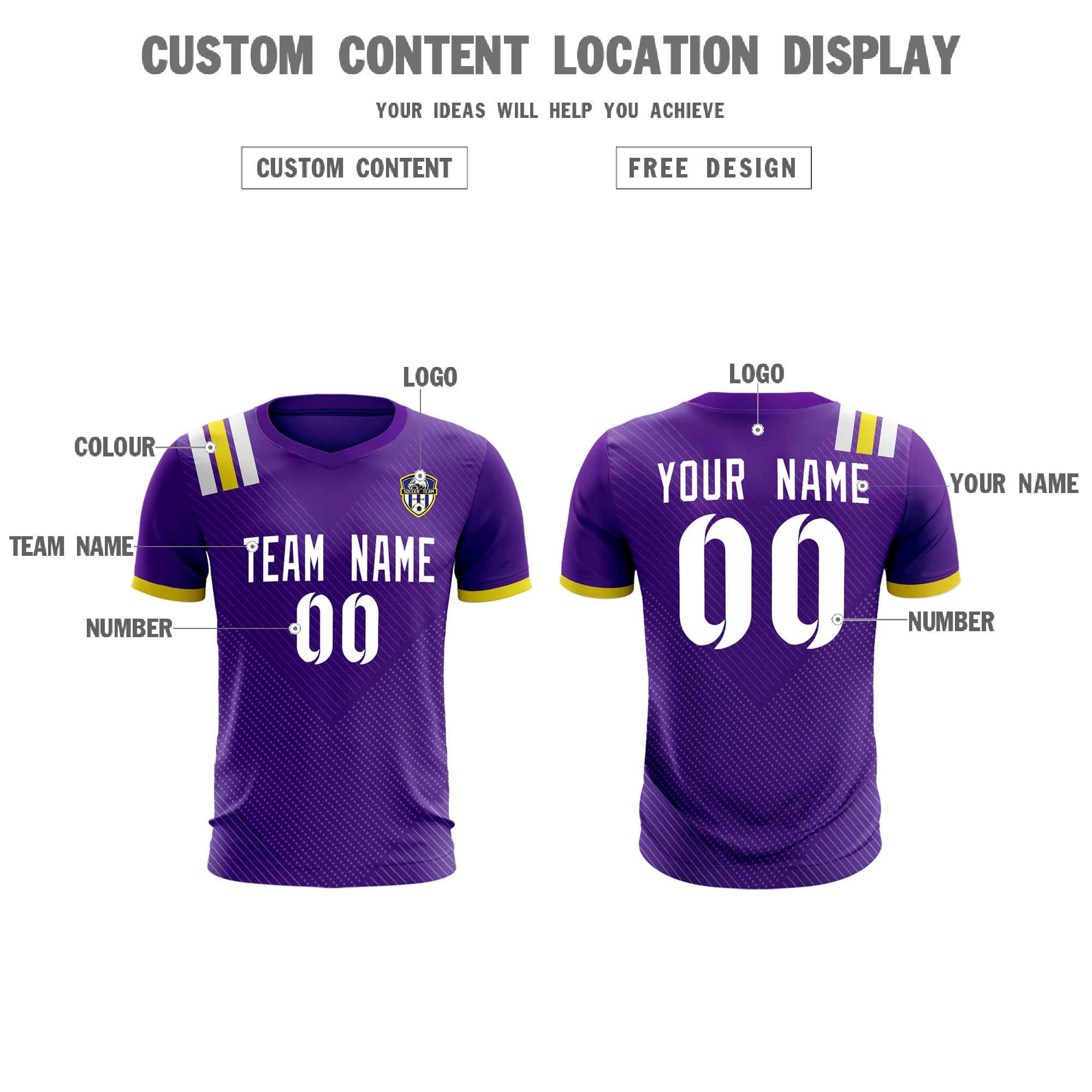 Custom Purple Striped Sportswear Soccer Tops/Sets Jersey For Adults