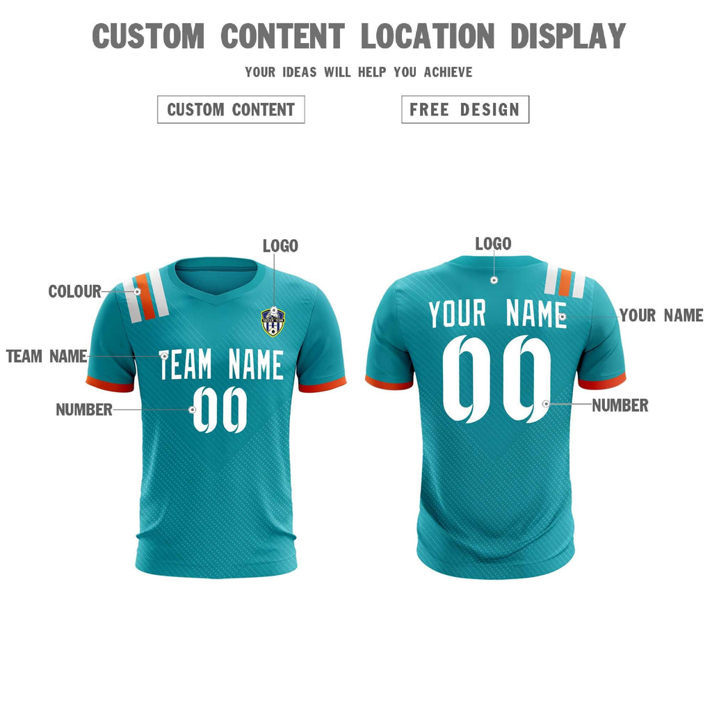 Custom Aqua Striped Sportswear Soccer Tops/Sets Jersey For Adults