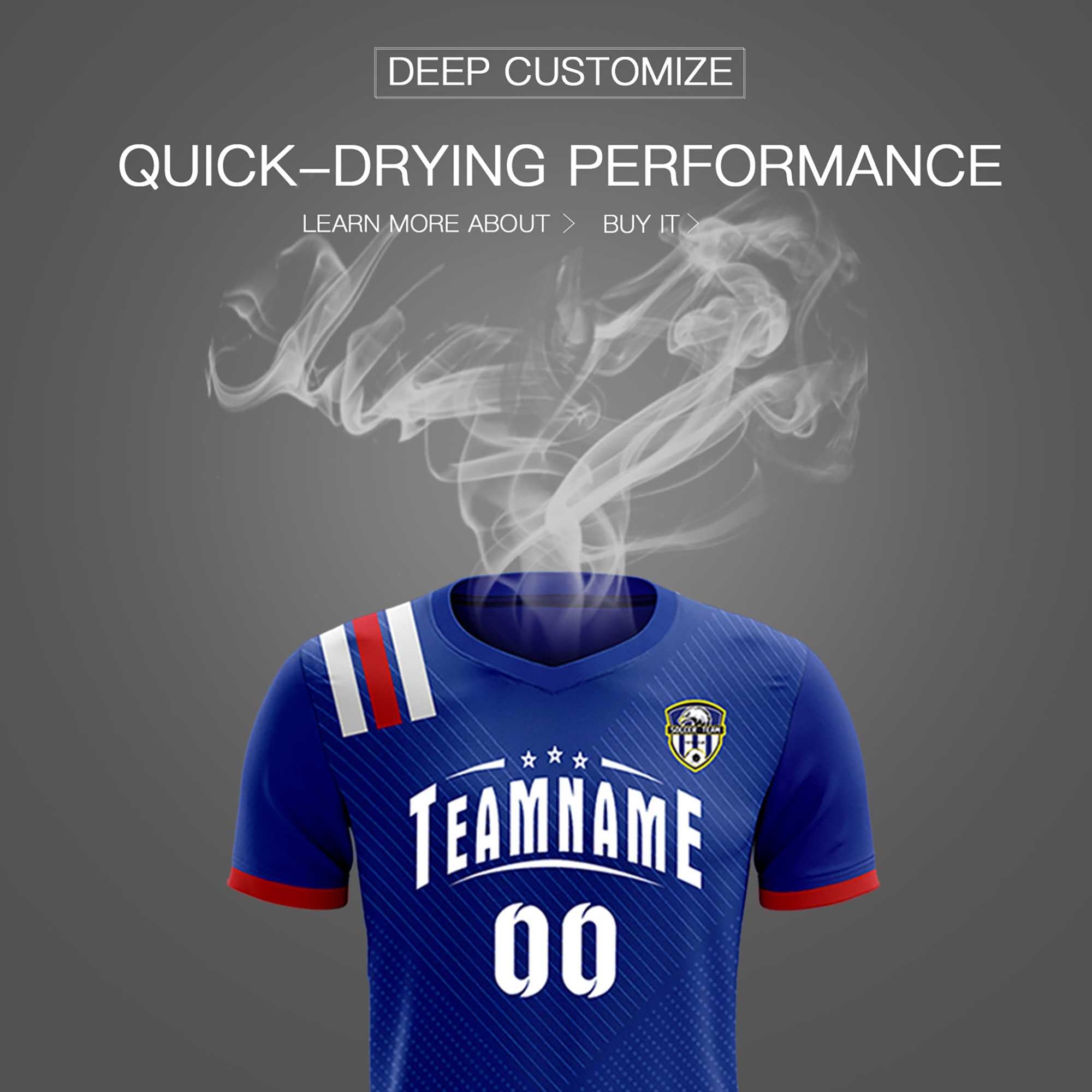 Custom Royal Striped Sportswear Soccer Tops/Sets Jersey For Adults