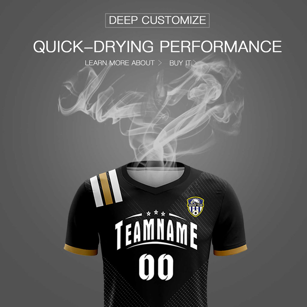 Custom Black Striped Sportswear Soccer Tops/Sets Jersey For Adults