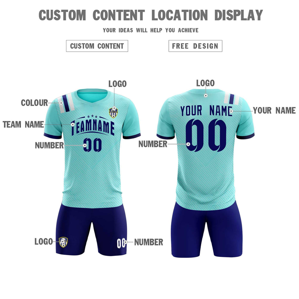 Custom Sky Blue Striped Sportswear Soccer Tops/Sets Jersey For Adults