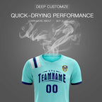 Custom Sky Blue Striped Sportswear Soccer Tops/Sets Jersey For Adults