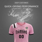 Custom Pink Striped Sportswear Soccer Tops/Sets Jersey For Adults