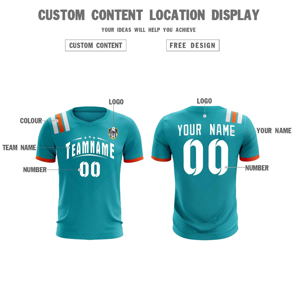 Custom Aqua Striped Sportswear Soccer Tops/Sets Jersey For Adults