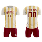 Custom Cream Khaki Vertical Stripes Casual Outdoor Soccer Sets Jersey