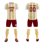 Custom Cream Khaki Vertical Stripes Casual Outdoor Soccer Sets Jersey